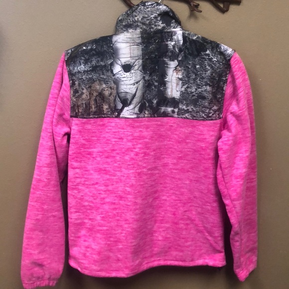 Pink and Camo Fleece Full Zip Wind Jacket - Picture 7 of 8